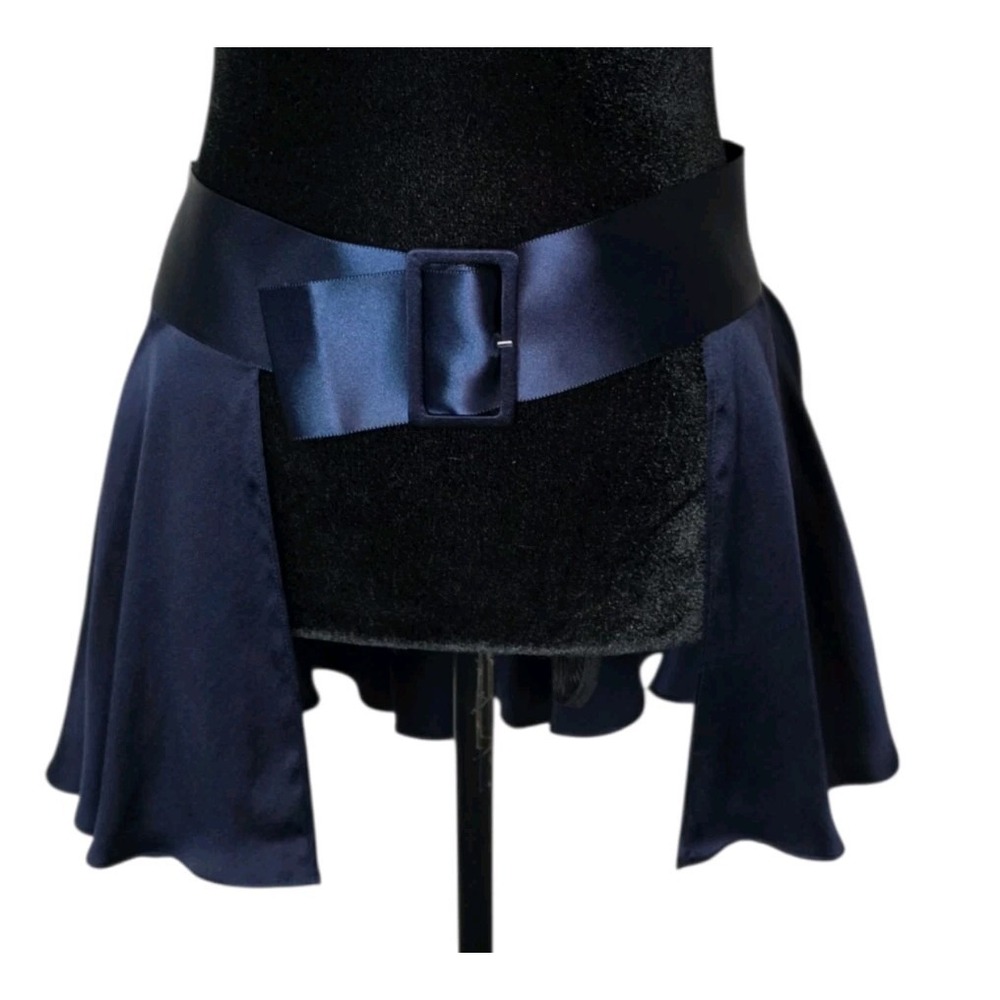 Banana Republic Womens 14 Navy Satin Open Front Peplum Skirt Belted Limited